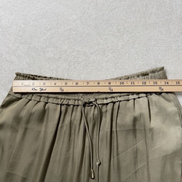 House of Harlow 1960 Womens Satin Wide Leg Hi-Waist Pants Olive Sz M Pull-On - Picture 6 of 10